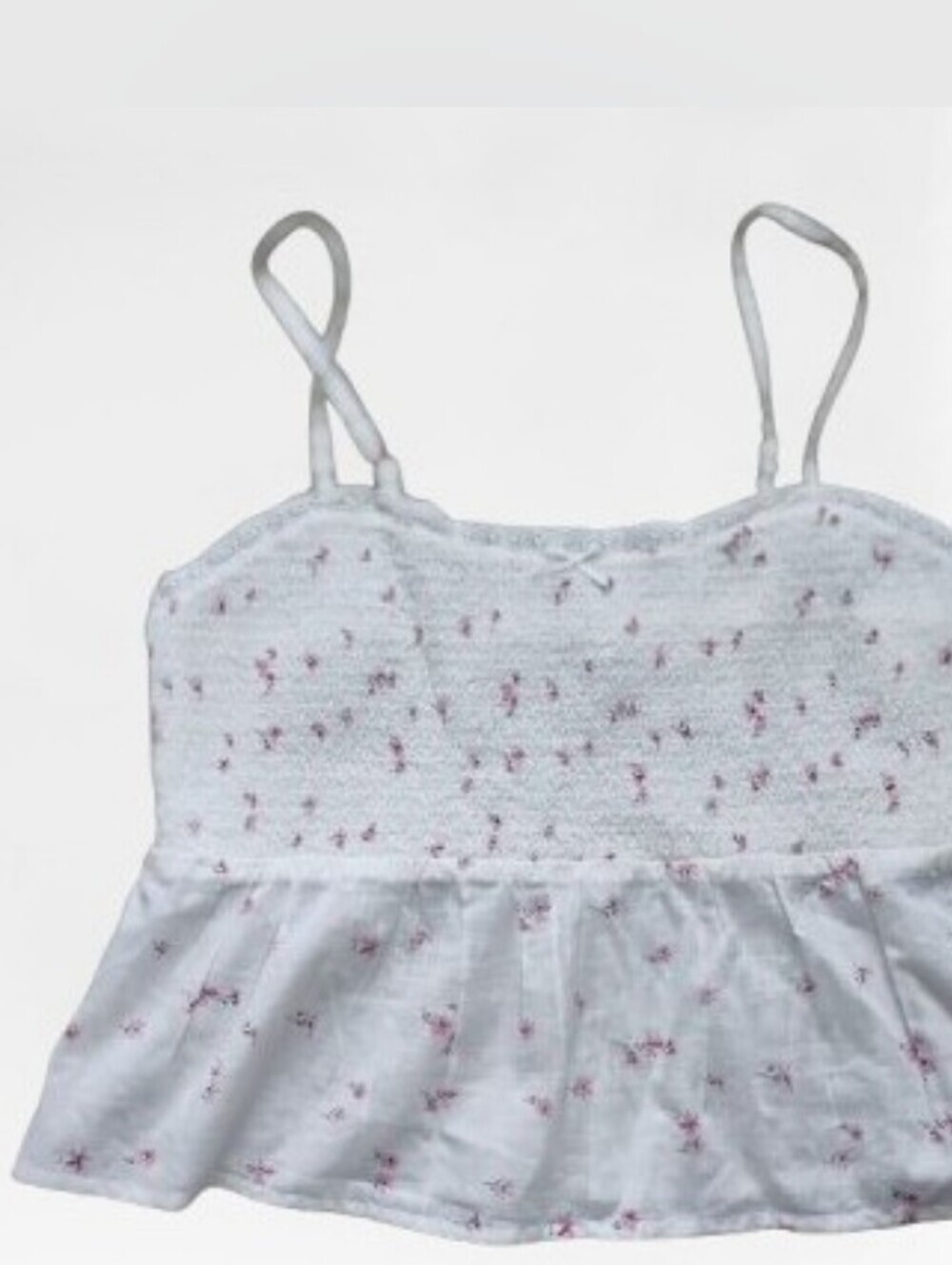 New Cottagecore Coquette Smocked Cami Top XXL 20 Pink Floral Cotton